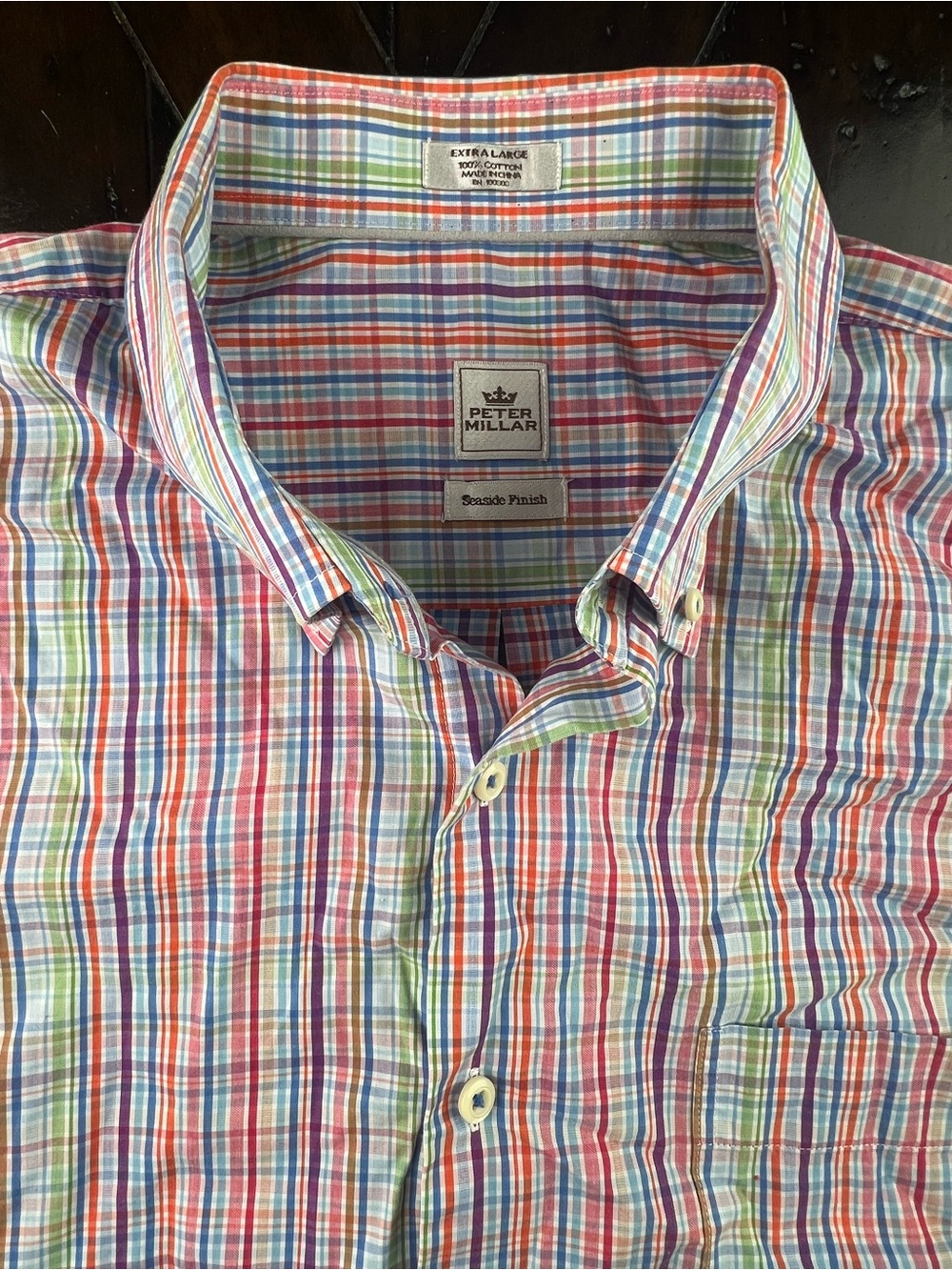 Peter Millar Multicolor Plaid Button-Down Shirt — Red, Blue, Green, Yellow